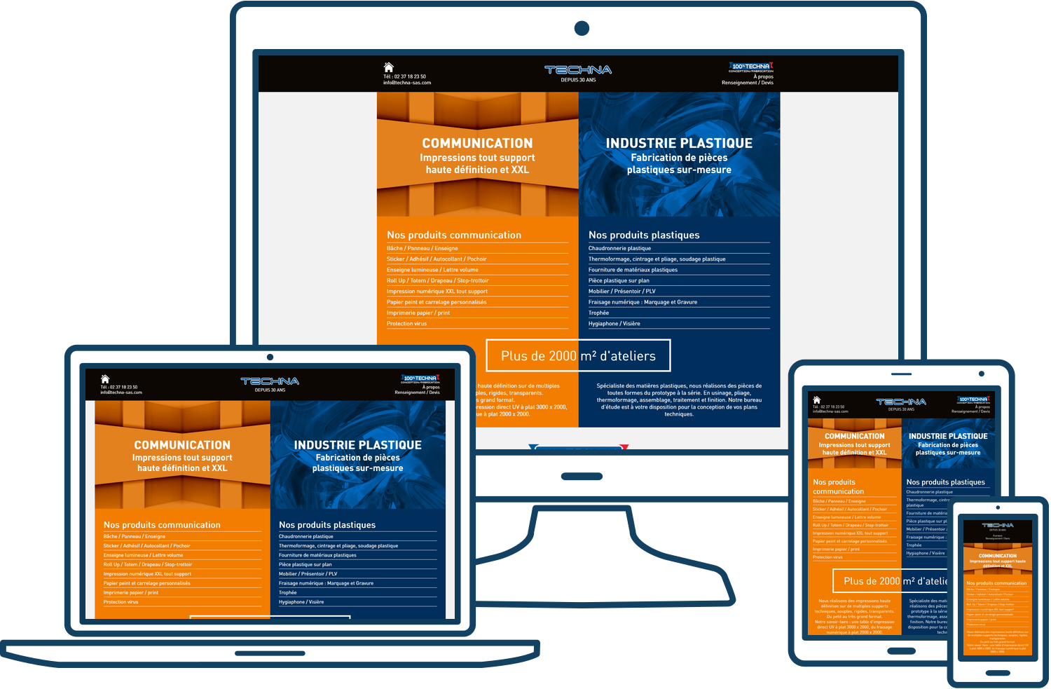 Création du nouveau site internet catalogue de la société Techna à Lucé (28)